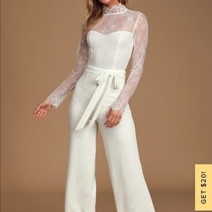LuLus Loving Expression White Lace Jimpsuit Size Small